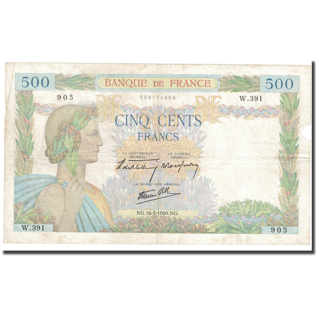 Francia, 500 Francs, La Paix, 1940, 1940-05-16, MB+, Fayette:32.2, KM:95a