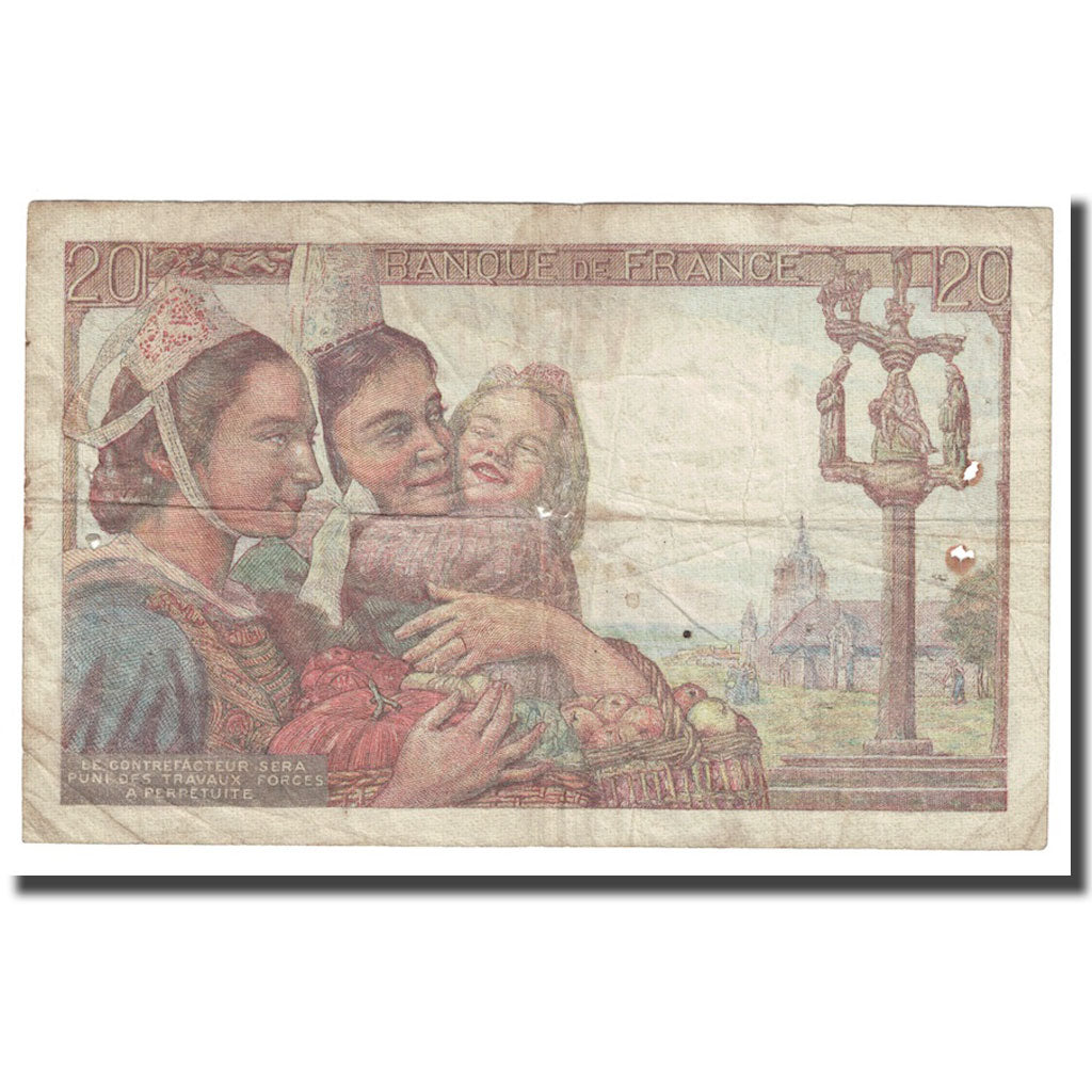 França, 20 Francs, Pêcheur, 1942, 1942-02-12, VF(20-25), KM:100a