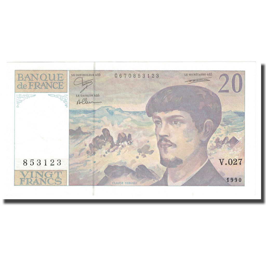 Francia, 20 Francs, Debussy, 1990, SPL+, Fayette:66bis.01.A27, KM:151h