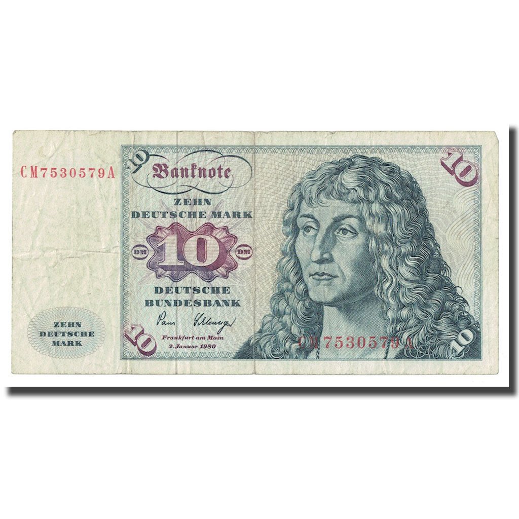 Banconote, GERMANIA - REPUBBLICA FEDERALE, 10 Deutsche Mark, 1980, 1980-01-02