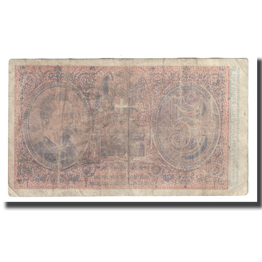 Banconote, Italia, 5 Lire, 1892, 1892-10-25, KM:18c, MB