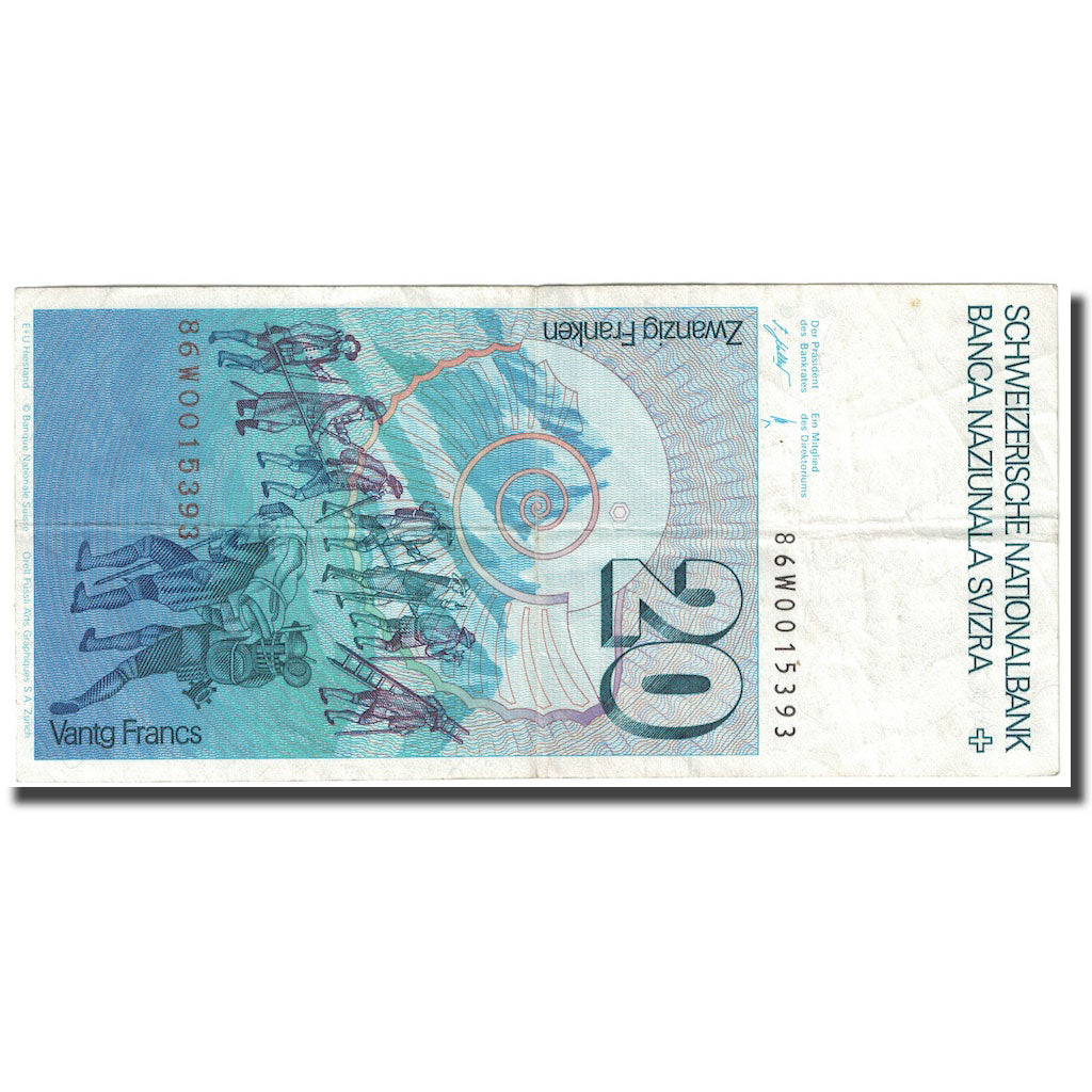 Banconote, Svizzera, 20 Franken, 1986, KM:55f, BB
