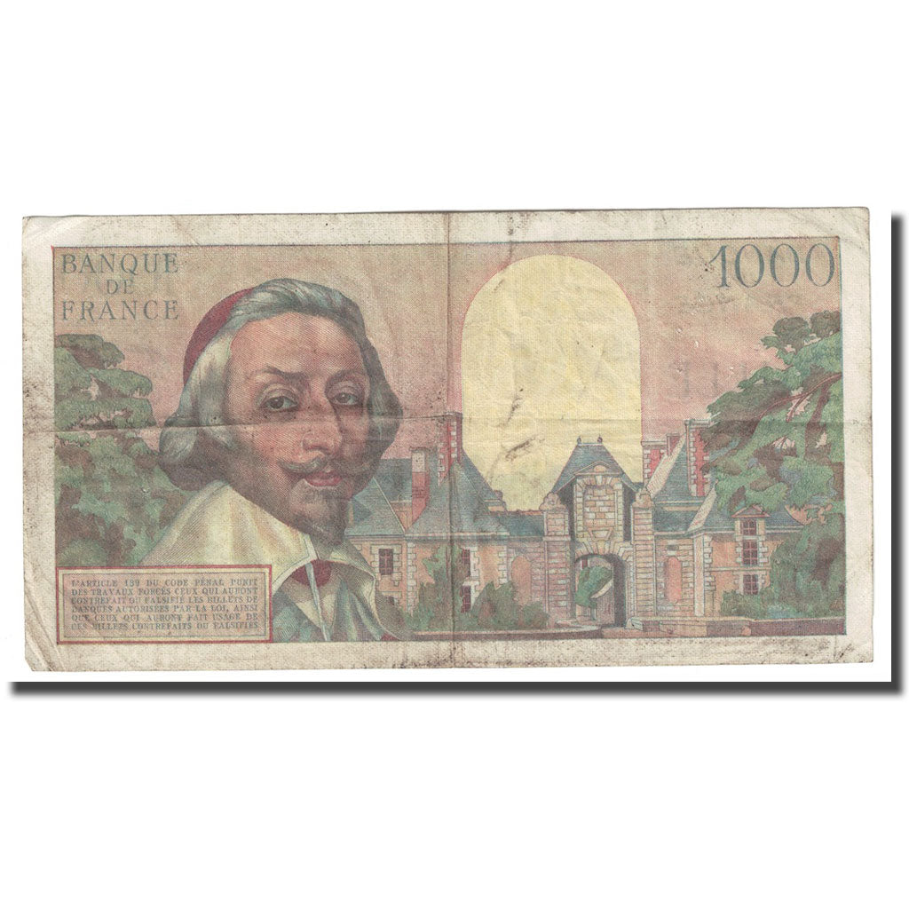 Frankreich, 1000 Francs, Richelieu, 1955, 1955-09-01, S+, Fayette:42.15, KM:134a