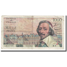 França, 1000 Francs, Richelieu, 1953, 1953-09-03, VF(30-35), Fayette:42.2