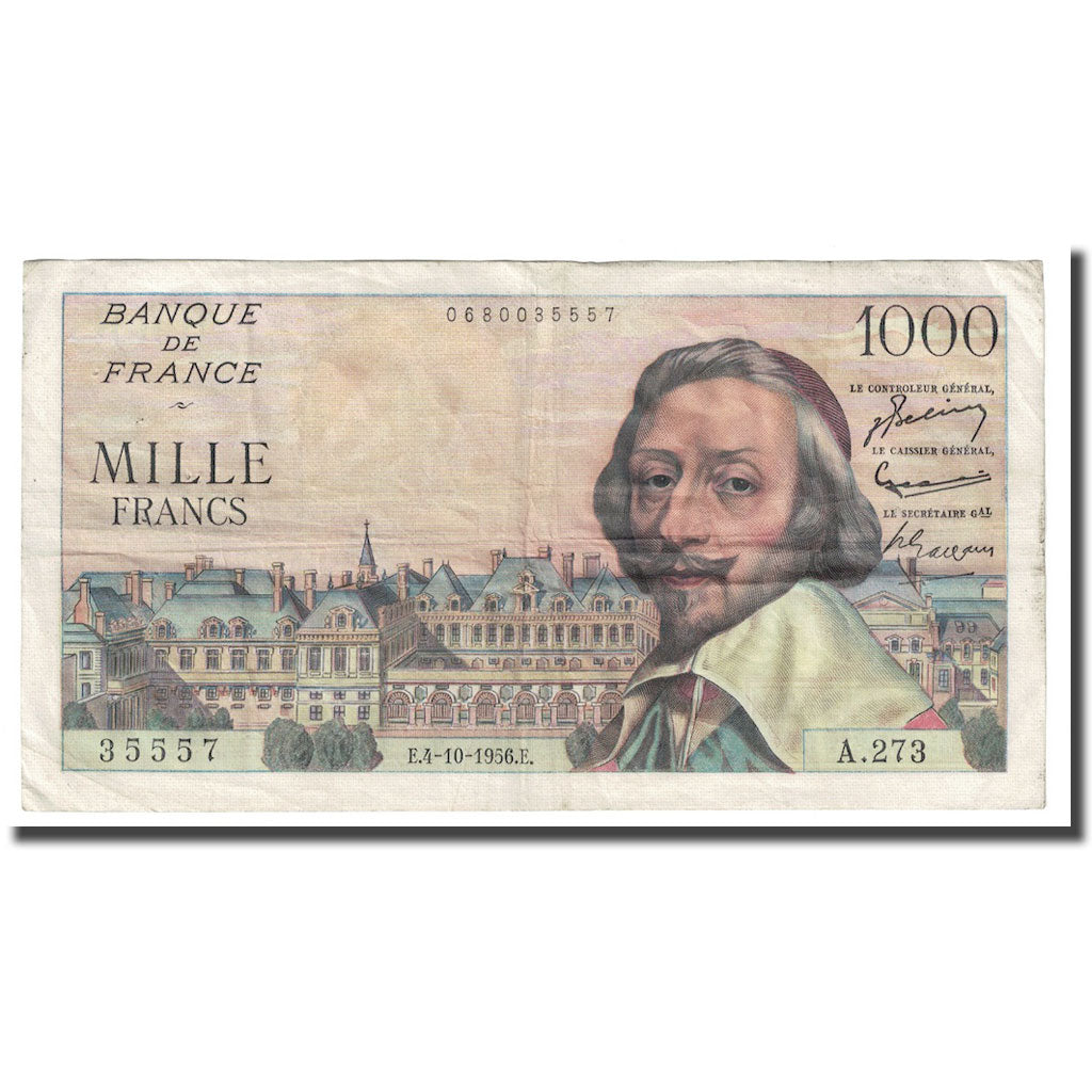 Frankreich, 1000 Francs, Richelieu, 1956, 1956-10-04, SS, Fayette:42.22, KM:134a