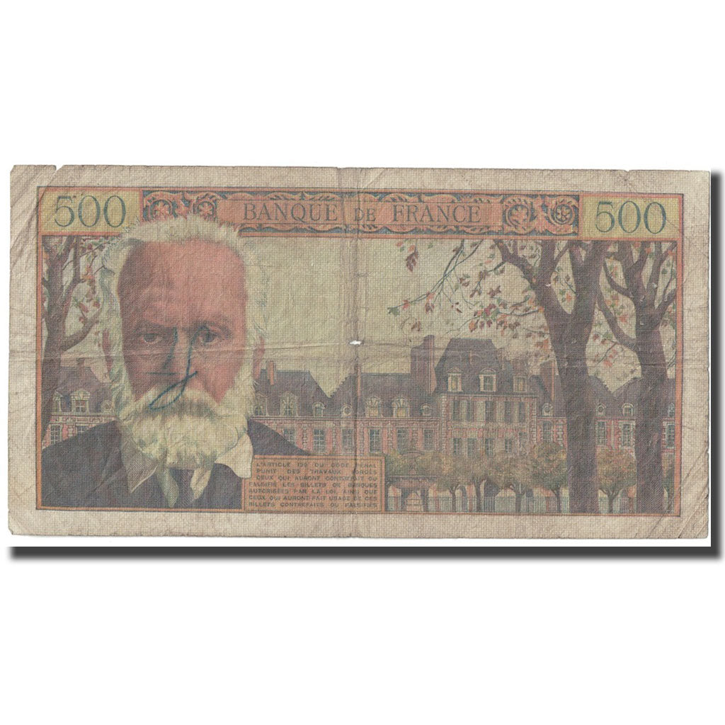 França, 500 Francs, Victor Hugo, 1955, 1955-01-06, F(12-15), Fayette:35.4