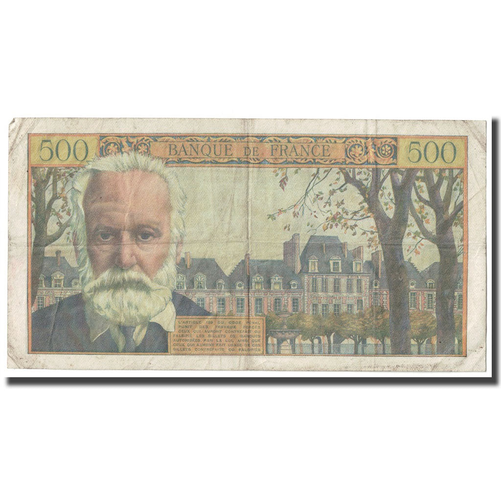 Francia, 500 Francs, Victor Hugo, 1958, 1958-07-10, MB+, Fayette:35.9, KM:133b
