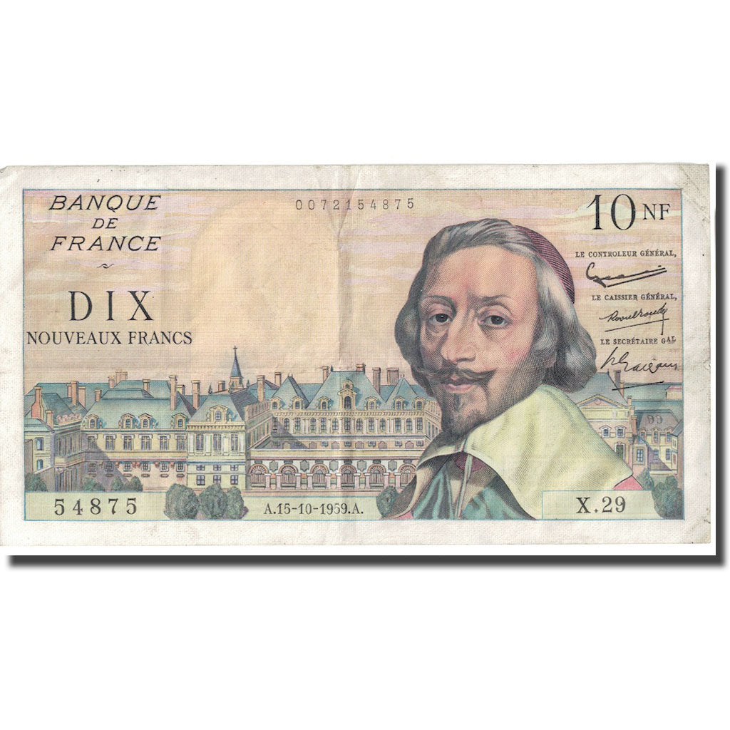 France, 10 Nouveaux Francs, Richelieu, 1959, 1959-10-15, TTB, Fayette:57.3