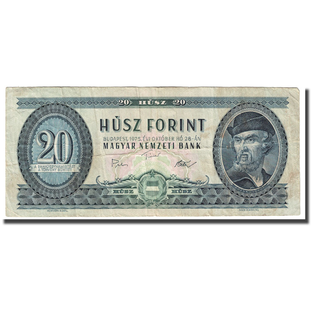 Banknot, Węgry, 20 Forint, 1975, 1975-10-28, KM:169f, VF(30-35)
