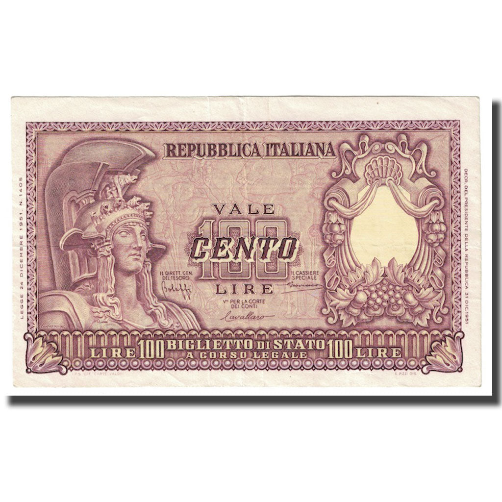 Banknote, Italy, 100 Lire, 1951, 1951-12-31, KM:92a, AU(50-53)