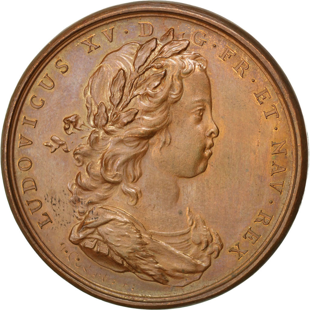 FRANCE, Politics, Society, War, Louis XV, Medal, AU(55-58), Copper, 41, Divo...