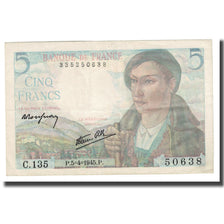 Frankrijk, 5 Francs, Berger, 1945, 1945-04-05, TTB+, Fayette:5.6, KM:98a