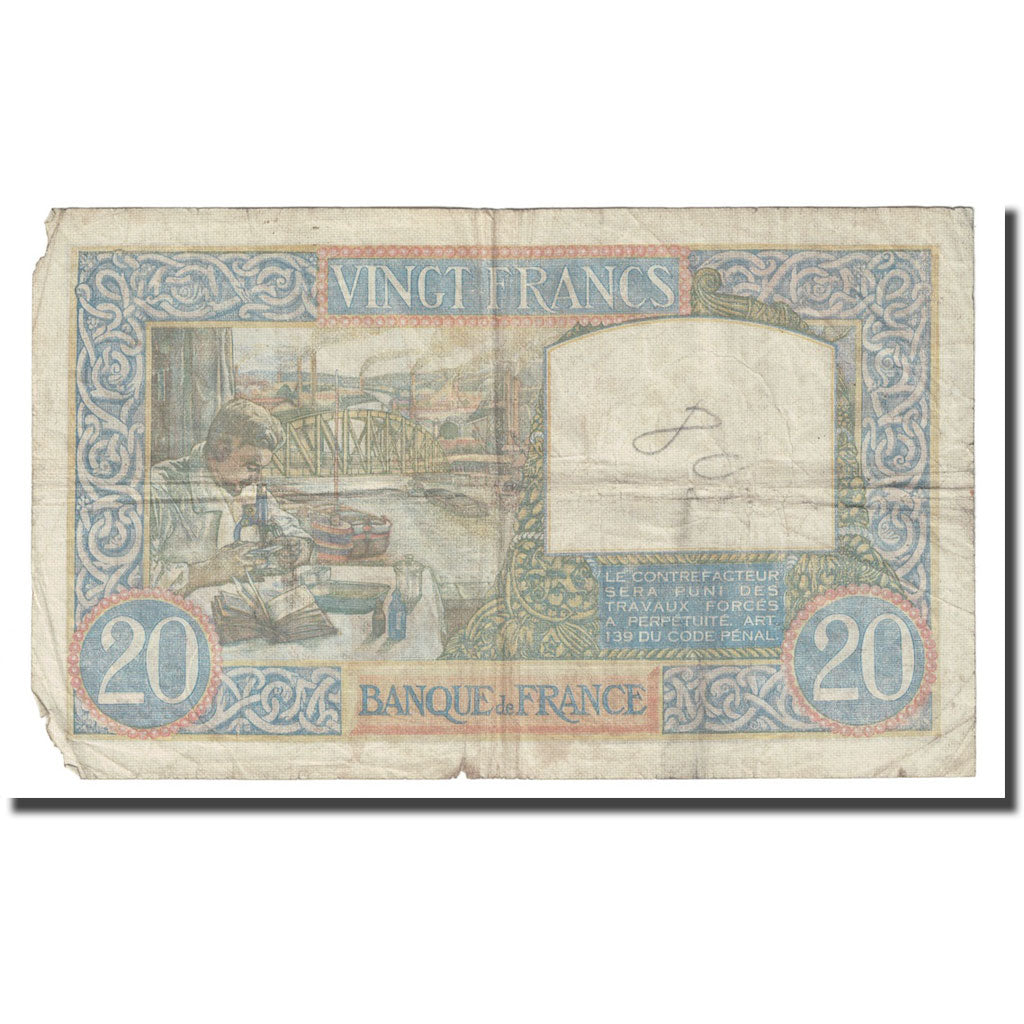 France, 20 Francs, Science et Travail, 1941, 1941-10-30, VF(20-25)