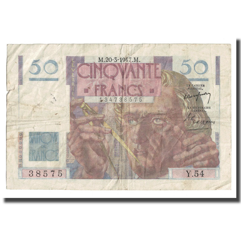Francia, 50 Francs, Le Verrier, 1947, 1947-03-20, BC, Fayette:20.7, KM:127b