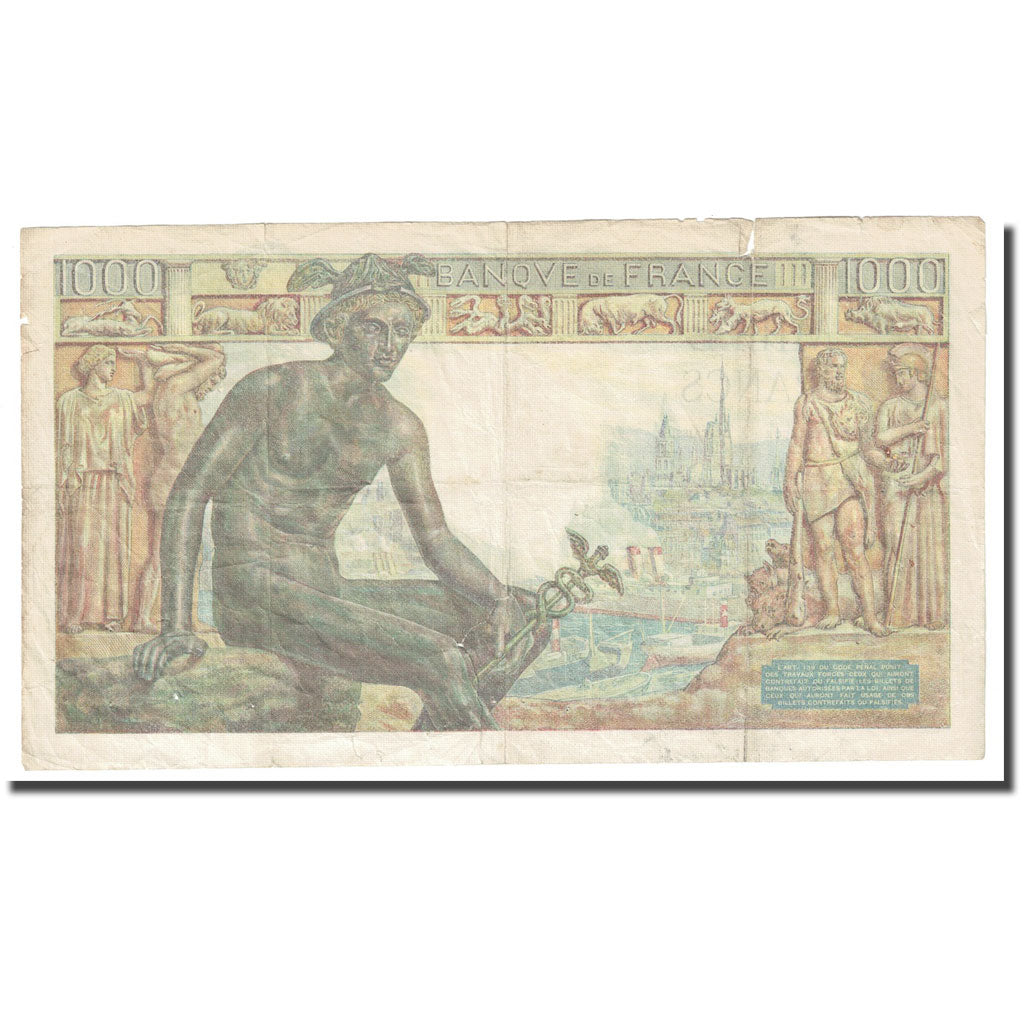 Frankrijk, 1000 Francs, Déesse Déméter, 1942, 1942-09-24, TTB, Fayette:40.07
