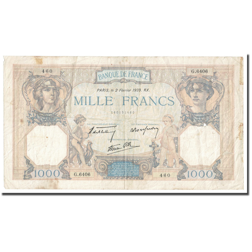 Frankreich, 1000 Francs, Cérès et Mercure, 1939, 1939-02-02, SS