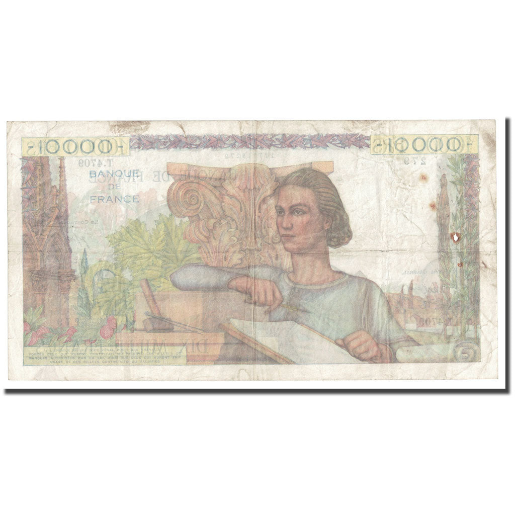 França, 10,000 Francs, Génie Français, 1953, 1953-04-02, VF(30-35)