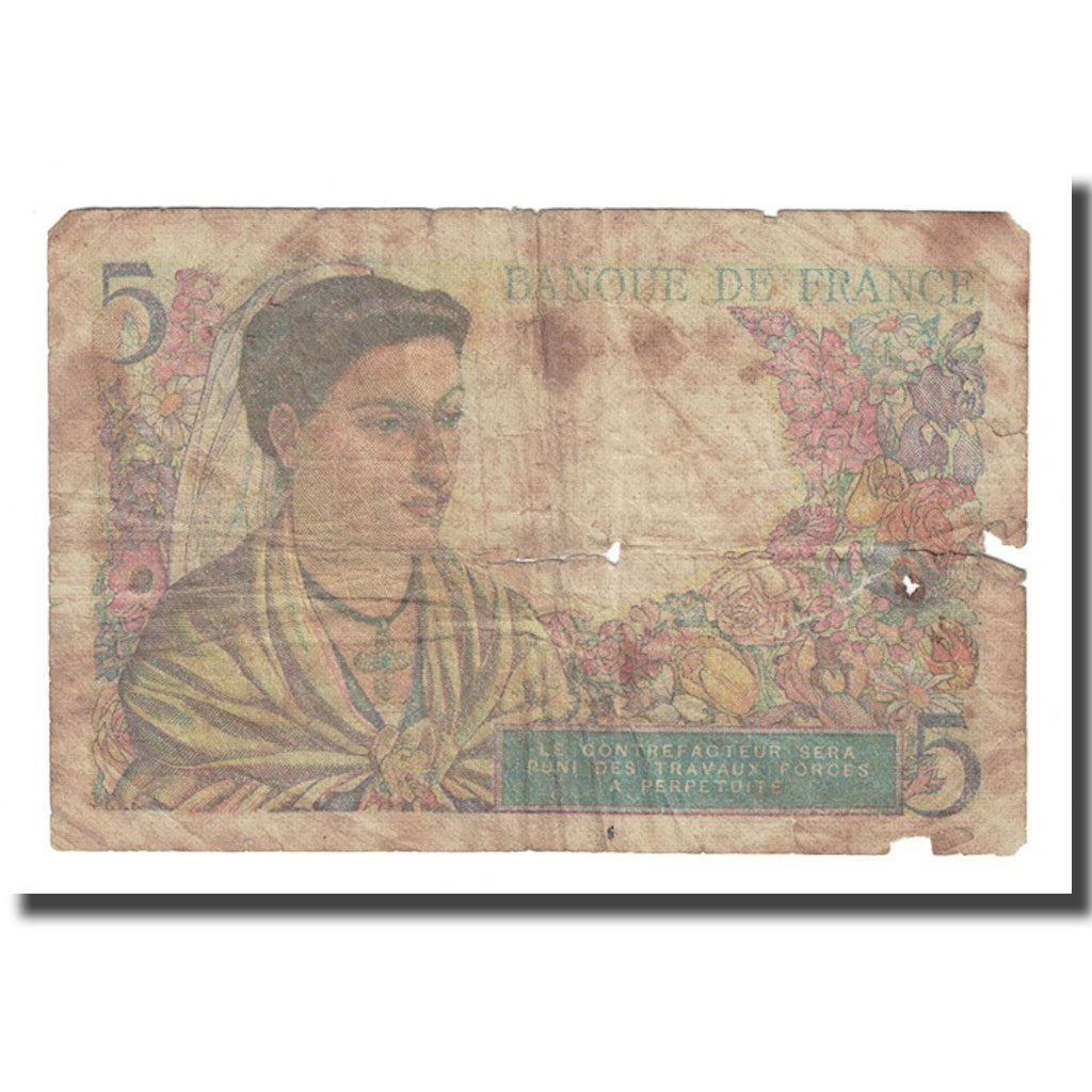 Francja, 5 Francs, Berger, 1947, 1947-10-30, VG(8-10), Fayette:5.7, KM:98b