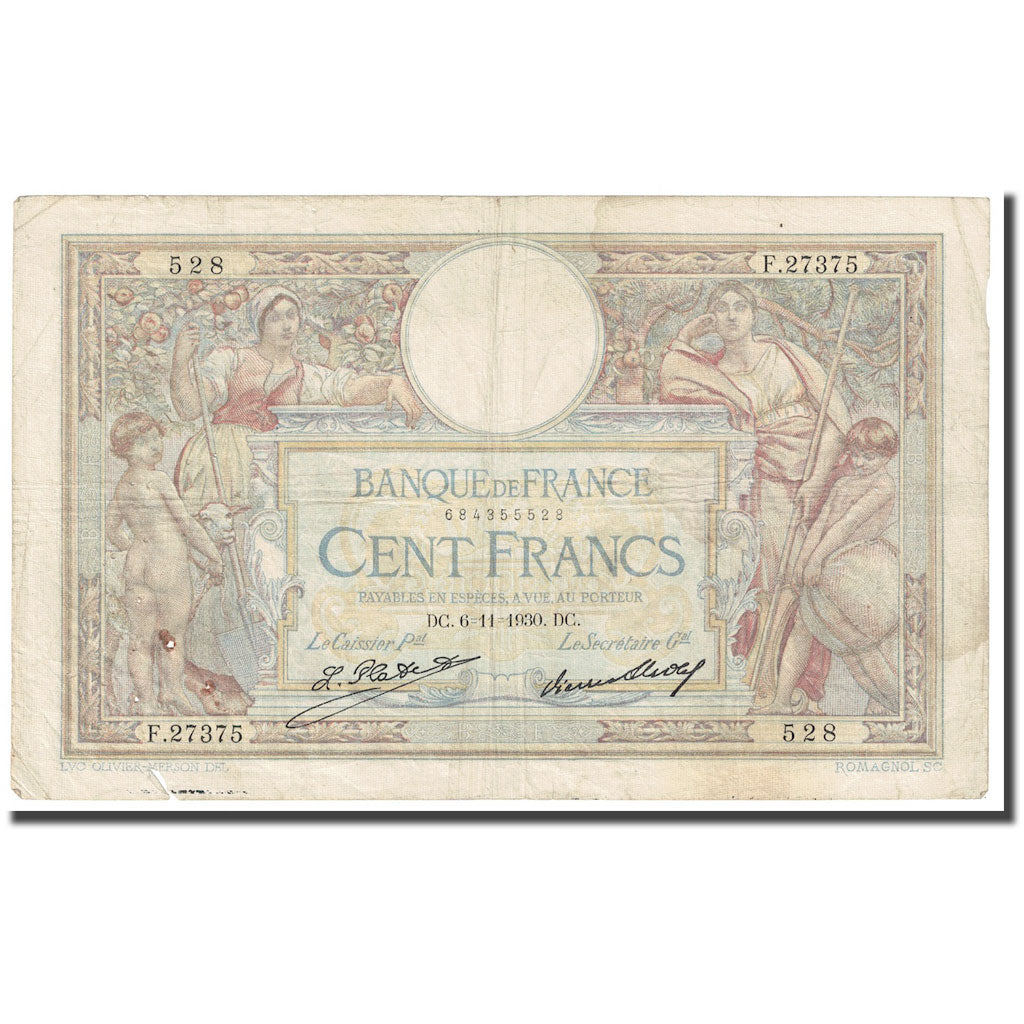 Francia, 100 Francs, Luc Olivier Merson, 1930, 1930-11-06, BB, Fayette:24.09