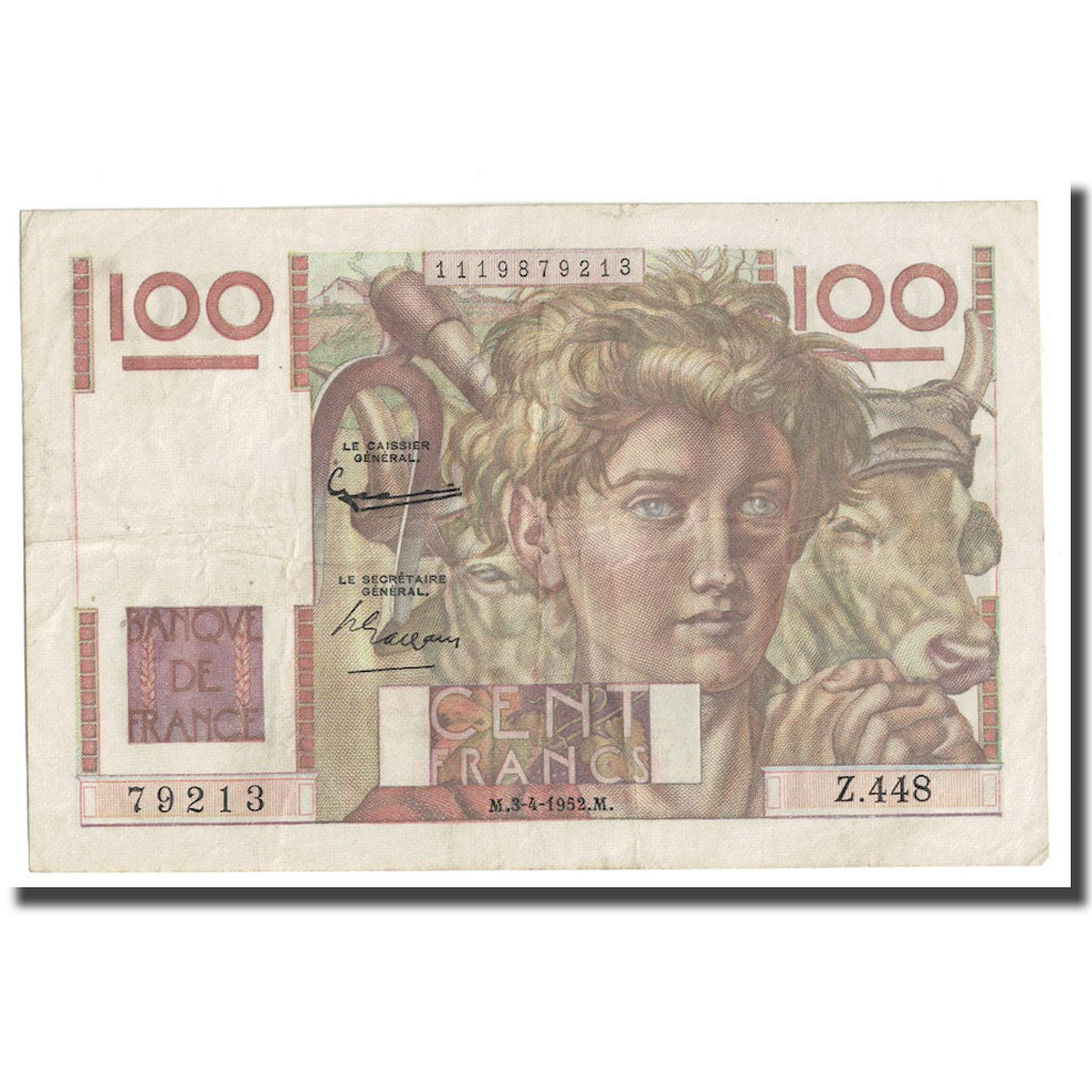 Frankrijk, 100 Francs, 1952, 1952-04-03, TTB, Fayette:28.32, KM:128d