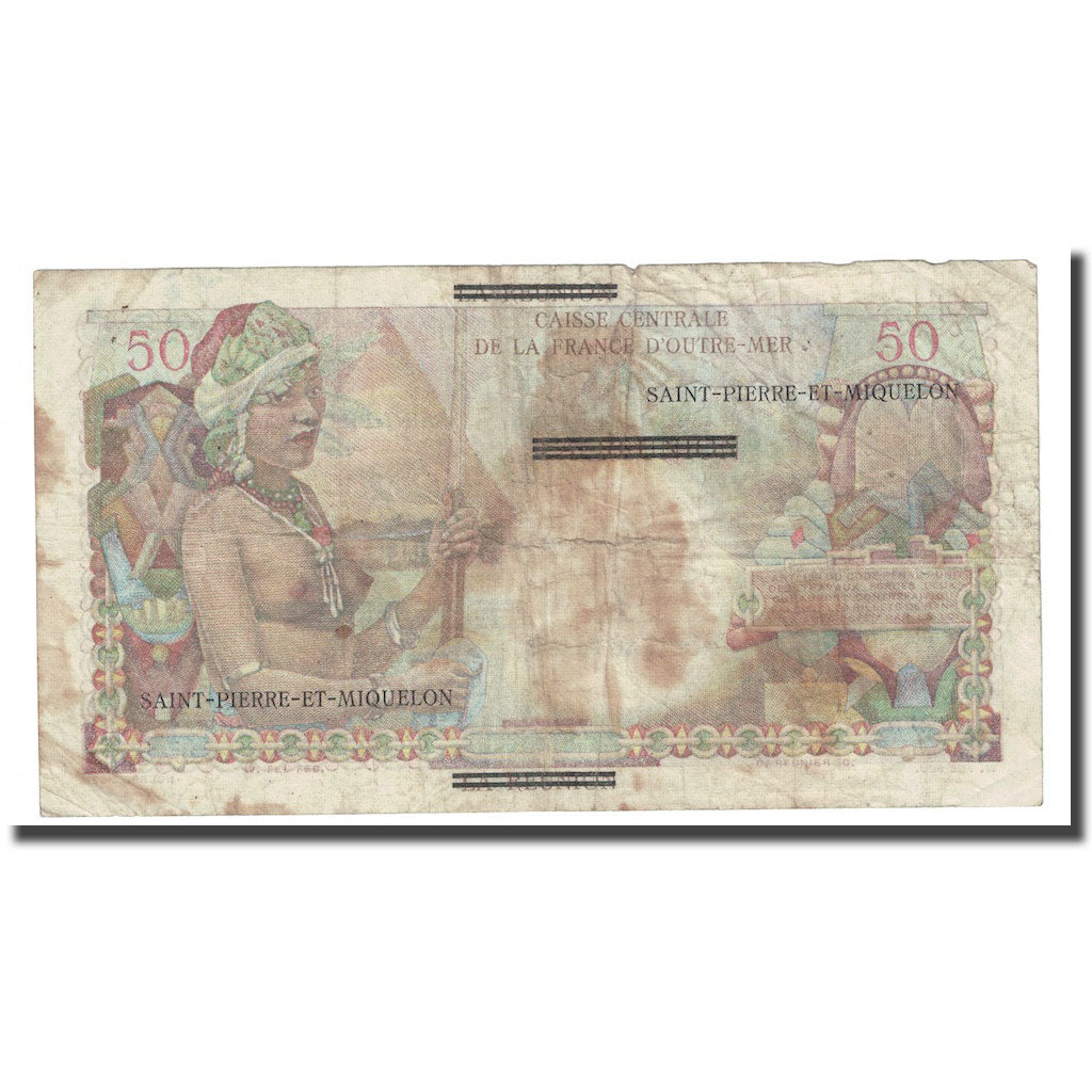Billet, Saint-Pierre-et-Miquelon, 1 Nouveau Franc on 50 Francs, 1960, KM:30b