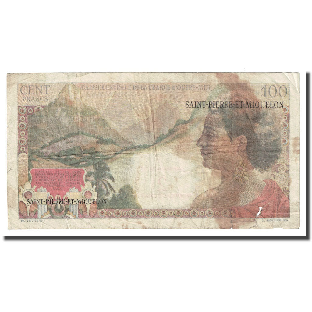 Saint-Pierre-et-Miquelon, 2 Nouveaux Francs on 100 Francs, Undated (1963), TB