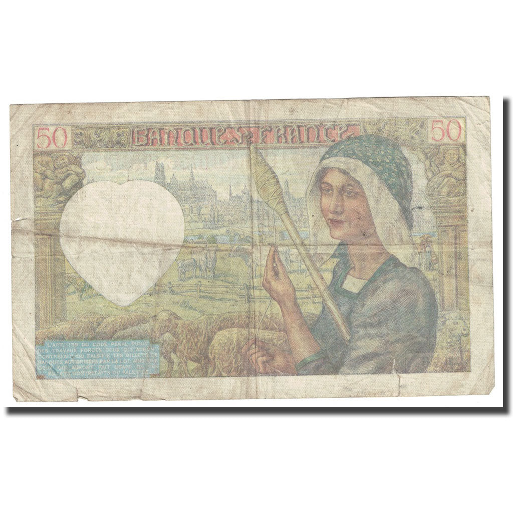 Francia, 50 Francs, Jacques Coeur, 1941, 1941-04-24, BC+, Fayette:19.09, KM:93