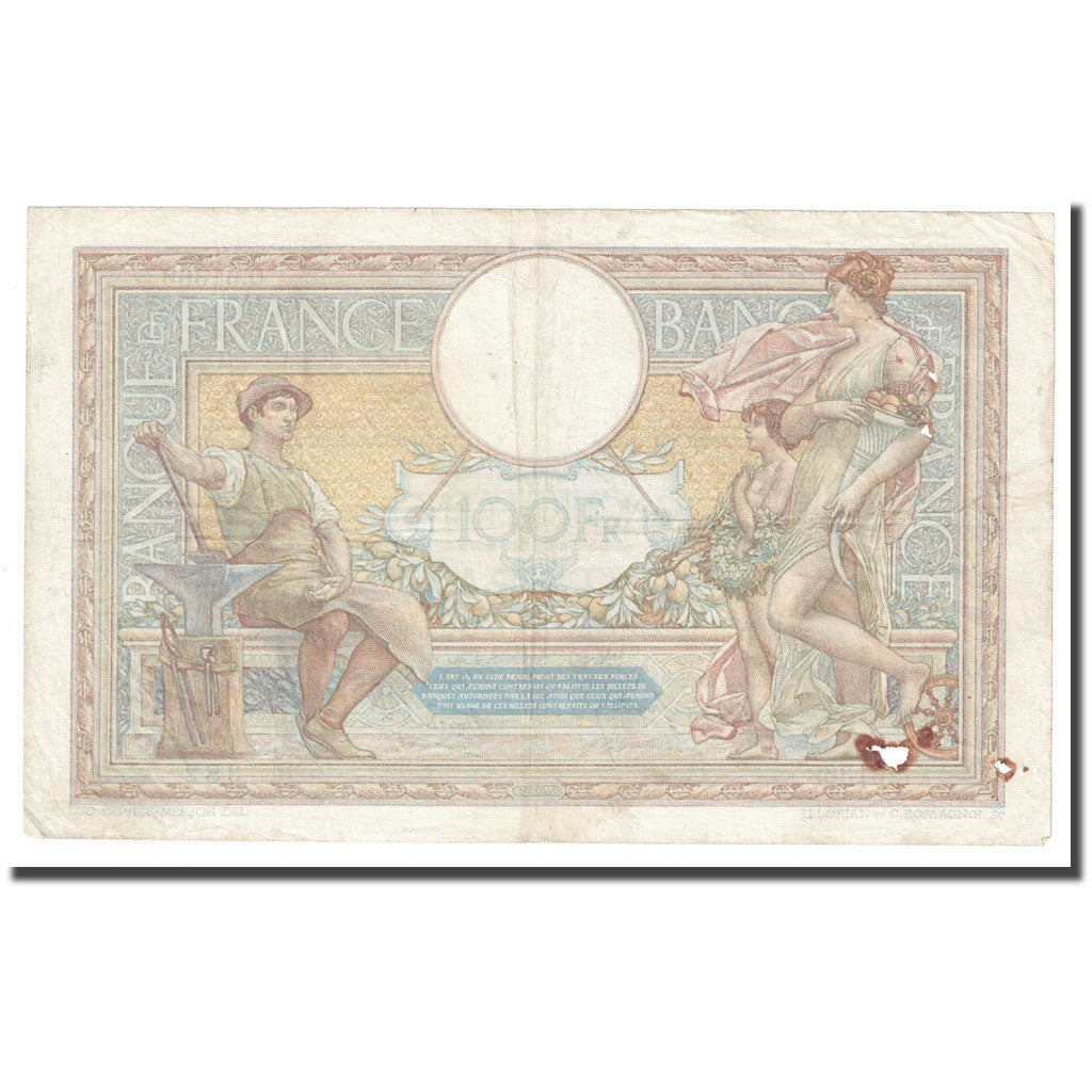 France, 100 Francs, Luc Olivier Merson, 1938, 1938-10-20, EF(40-45)
