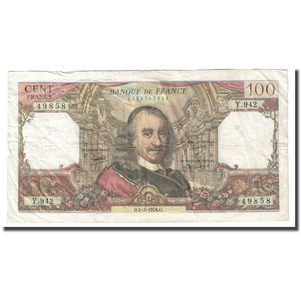 Francia, 100 Francs, Corneille, 1976, 1976-03-04, MB+, Fayette:65.52, KM:149f