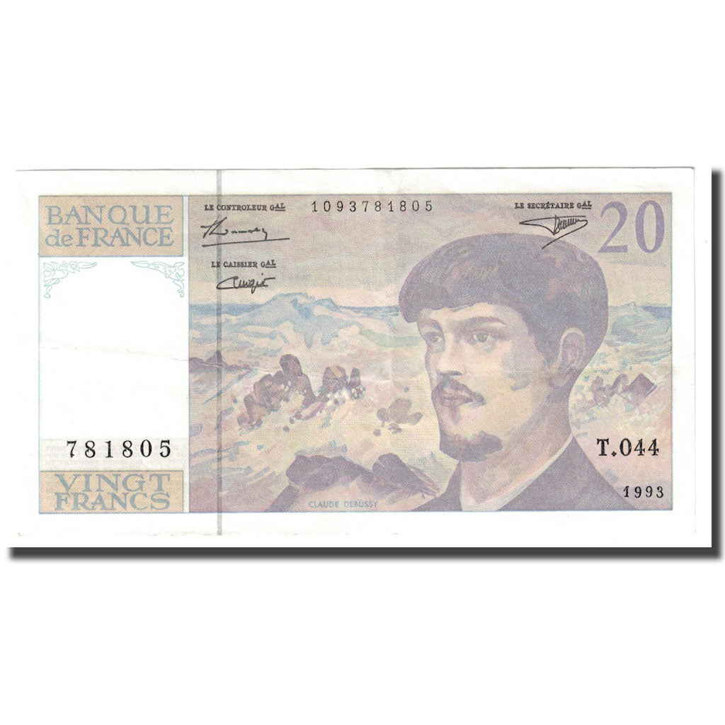 Francja, 20 Francs, Debussy, 1990, UNC(60-62), Fayette:66bis.5, KM:151g