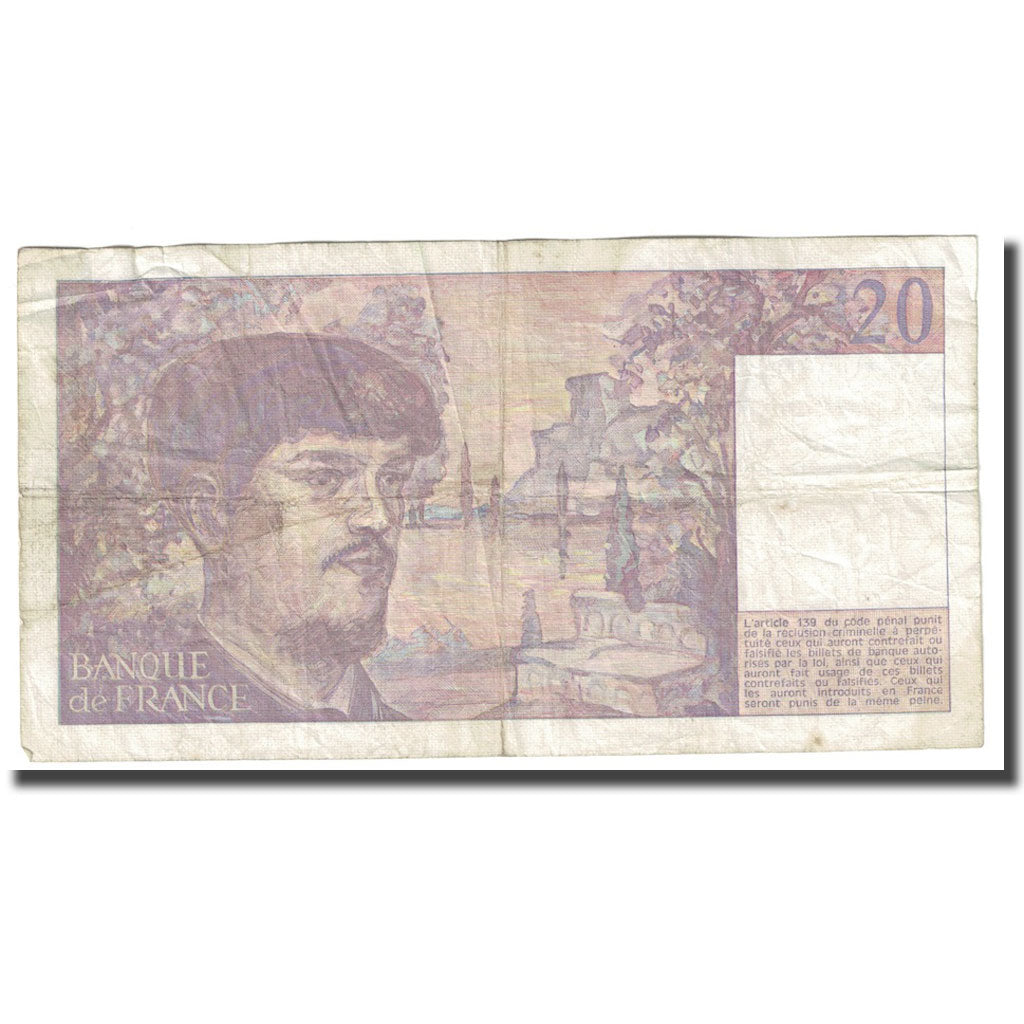 France, 20 Francs, Debussy, 1987, TB, Fayette:66.8, KM:151b
