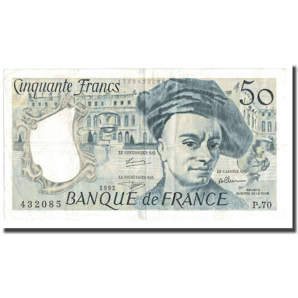 França, 50 Francs, Quentin de La Tour, 1992, EF(40-45), Fayette:67.18, KM:152f