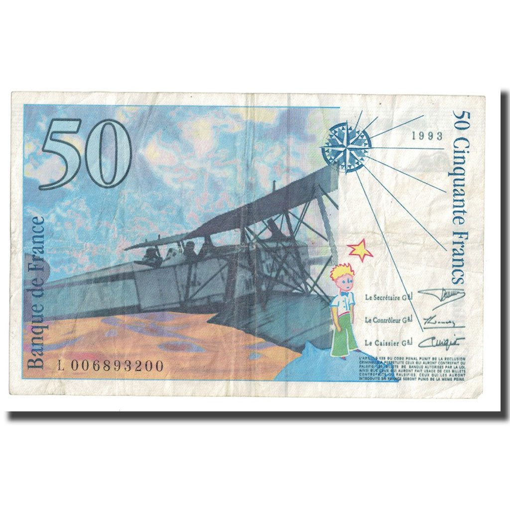 Frankrijk, 50 Francs, St Exupéry, 1993, TB+, Fayette:72.2, KM:157b