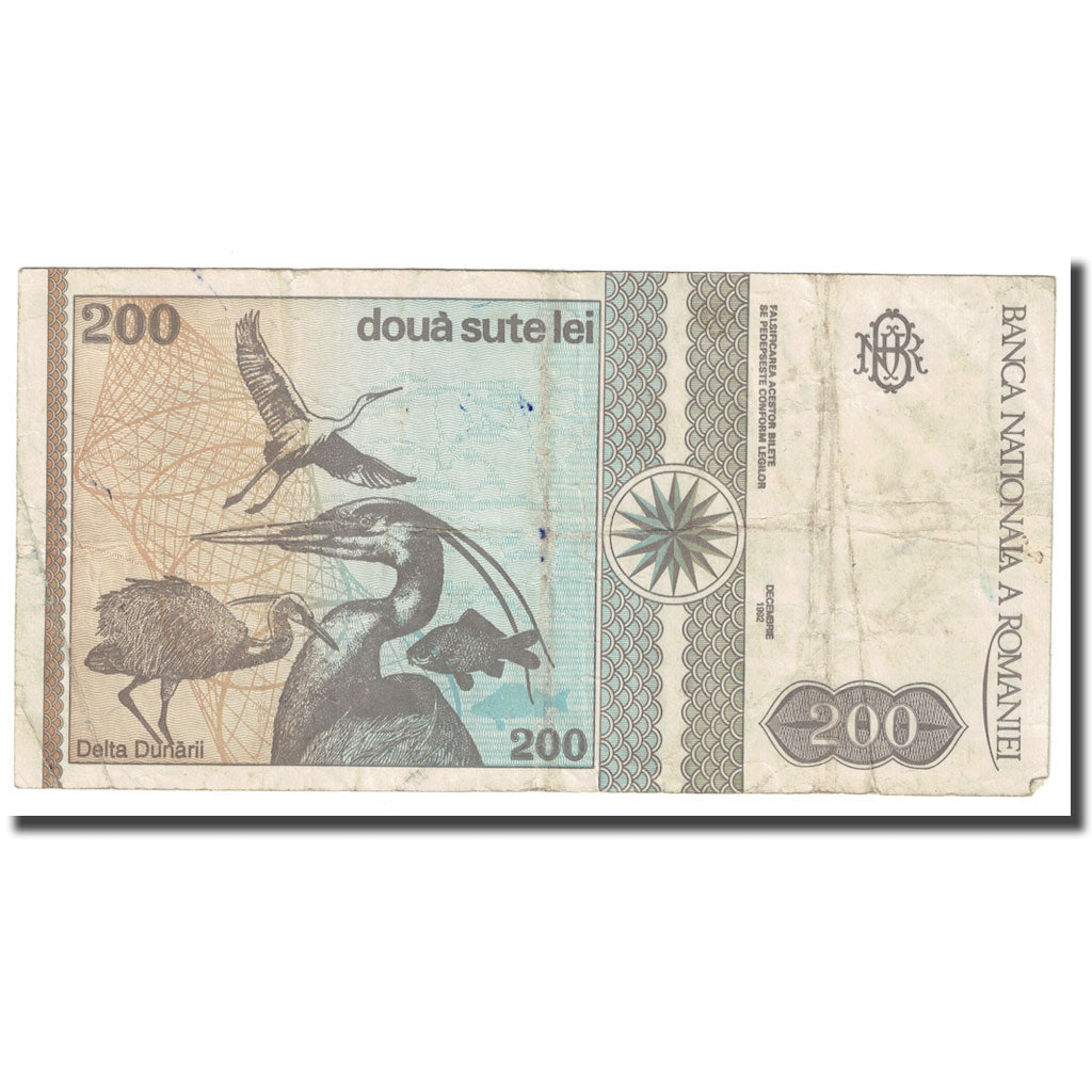 Banconote, Romania, 200 Lei, 1992, 1992-12, KM:100a, MB+