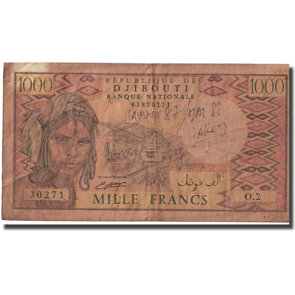 Banconote, Gibuti, 1000 Francs, 1988, KM:37b, B