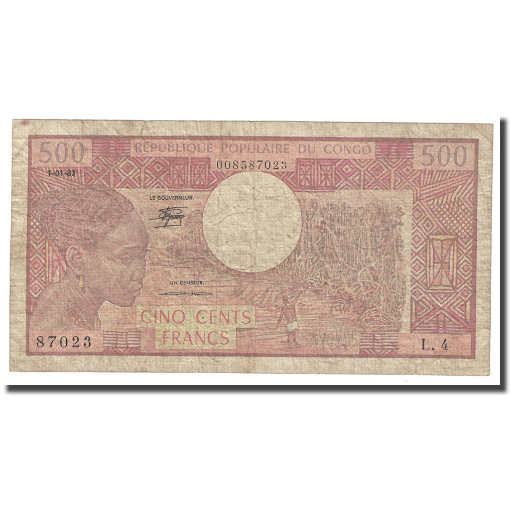 Banconote, Repubblica del Congo, 500 Francs, 1983, 1983-01-01, KM:2d, MB