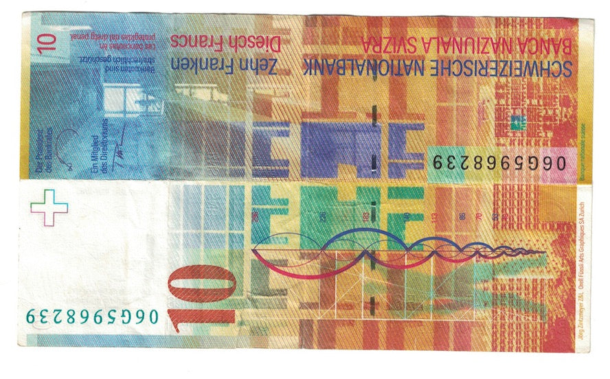 Geldschein, Schweiz, 10 Franken, 2008, KM:67c, SS+