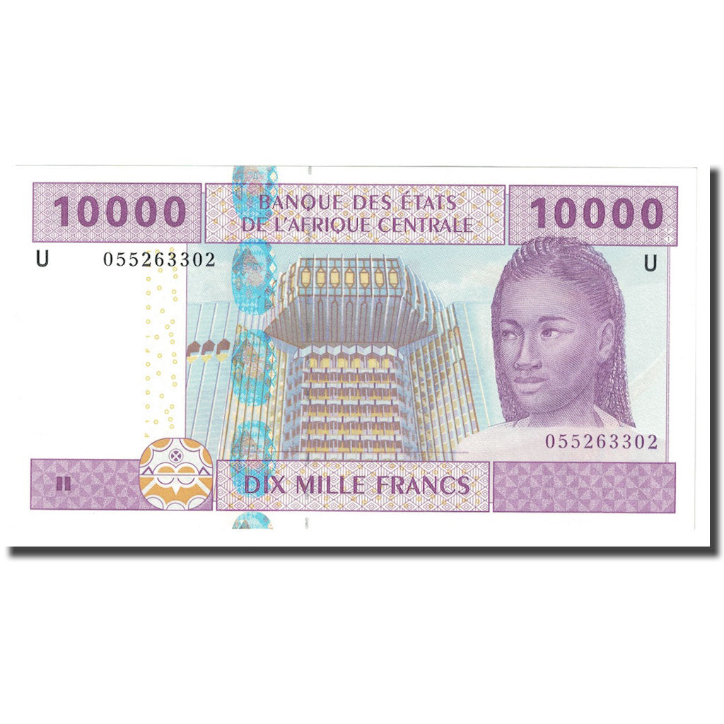 Banknote, Central African States, 10,000 Francs, 2002, KM:210U, UNC(65-70)