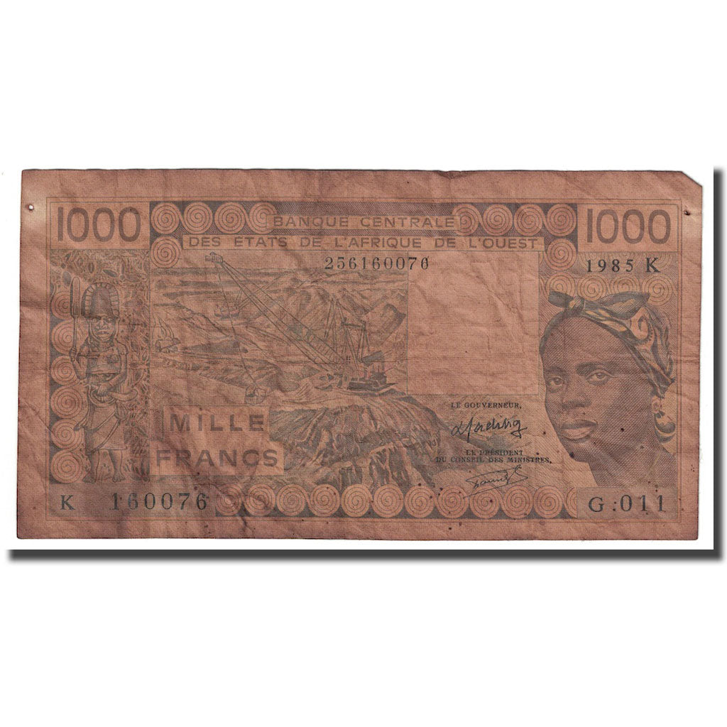 Geldschein, West African States, 1000 Francs, 1985, KM:607Hf, SGE