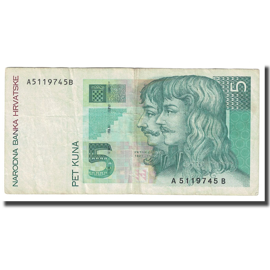 Billet, Croatie, 5 Kuna, 1993, 1993-10-31, KM:28a, TB+