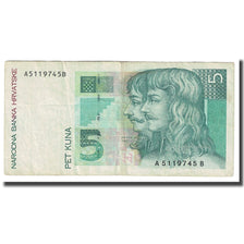 Billet, Croatie, 5 Kuna, 1993, 1993-10-31, KM:28a, TB+