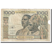Billet, West African States, 1000 Francs, Undated (1959-65), KM:103An, B+