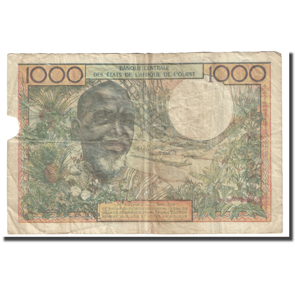 Billet, West African States, 1000 Francs, Undated (1959-65), KM:103An, B+