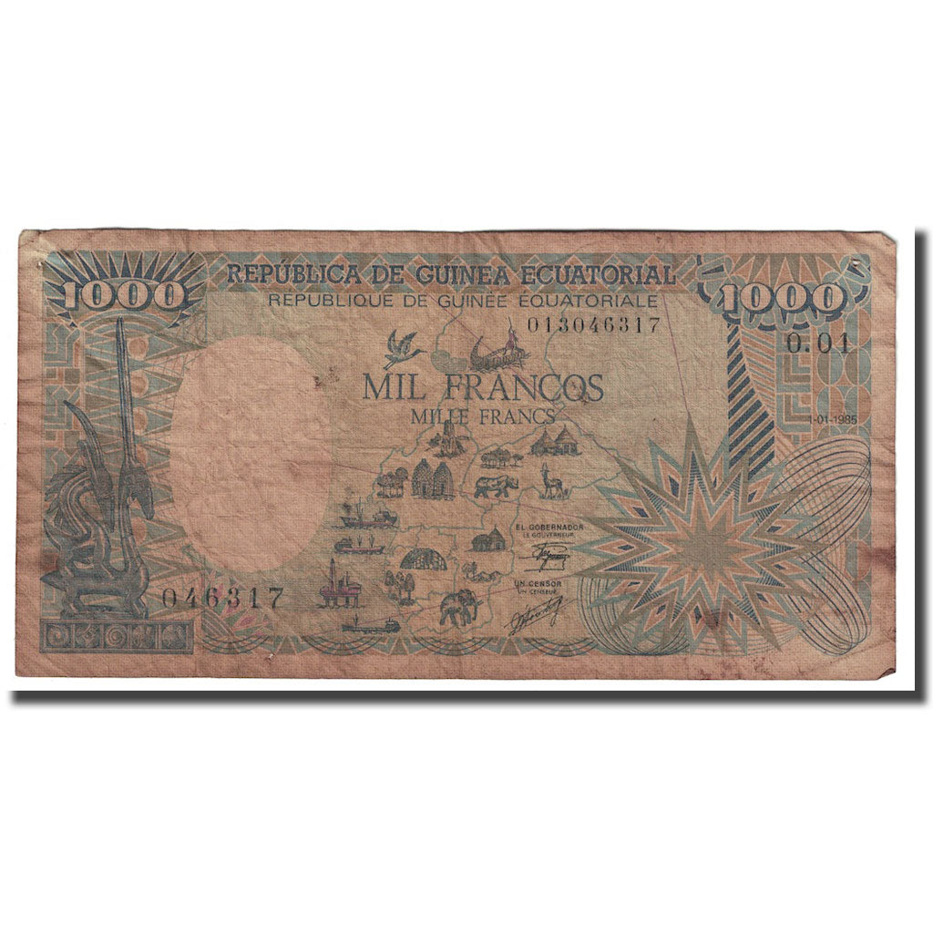 Banconote, Guinea equatoriale, 1000 Francos, 1985, 1985-01-01, KM:21, MB
