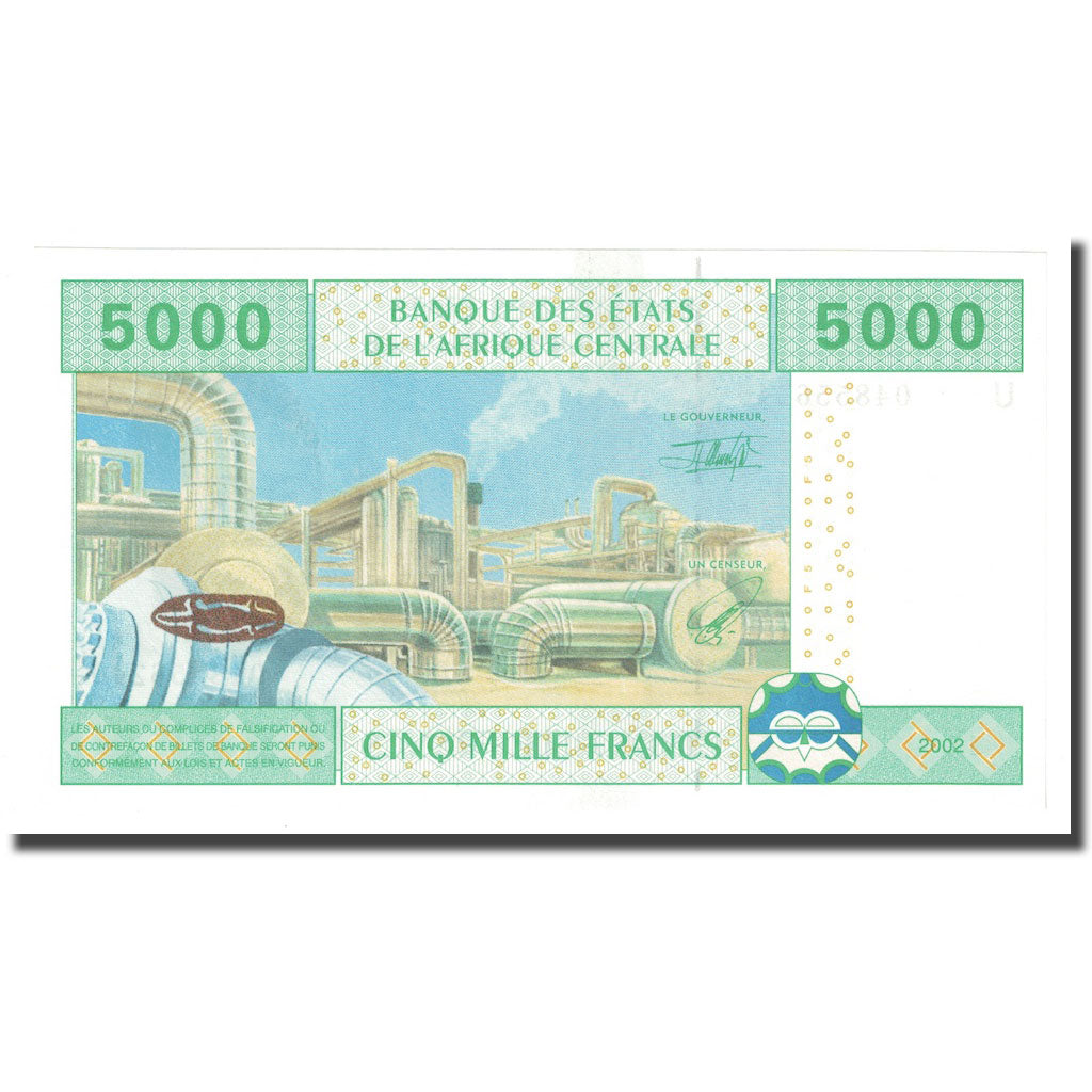 Banknote, Central African States, 5000 Francs, 2002, KM:209U, UNC(65-70)