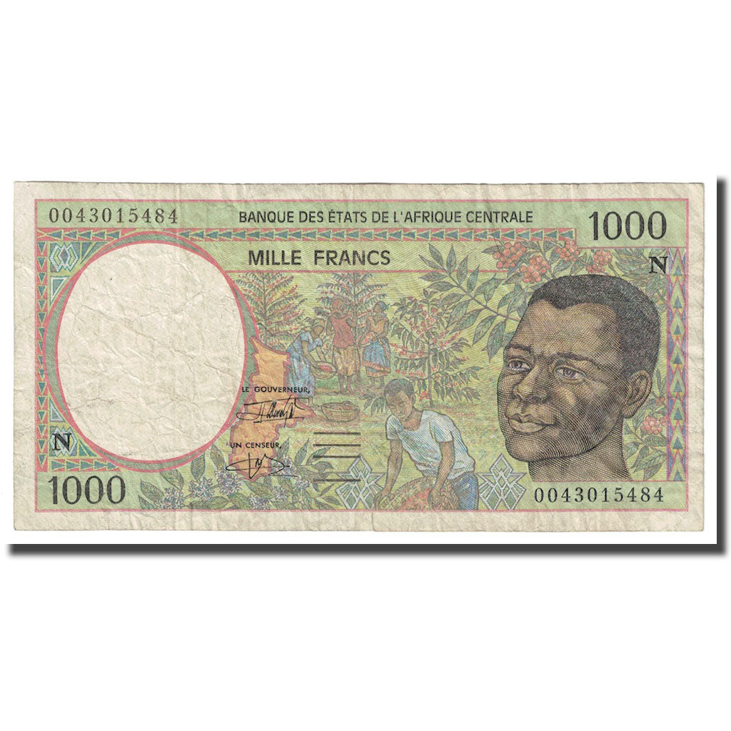Banconote, Stati dell’Africa centrale, 1000 Francs, 2000, KM:102Cg, MB+