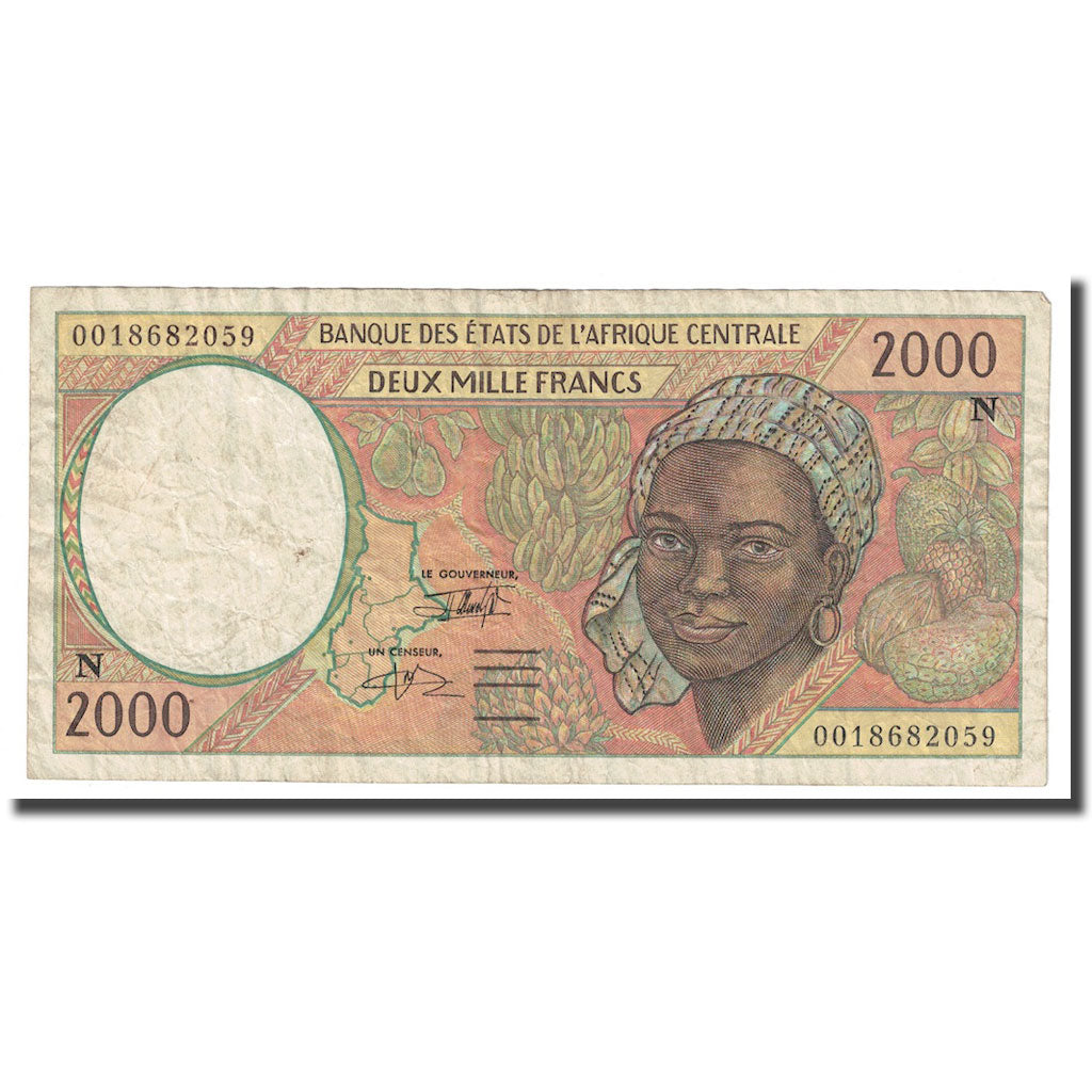 Banconote, Stati dell’Africa centrale, 2000 Francs, 2000, KM:103Cg, MB+