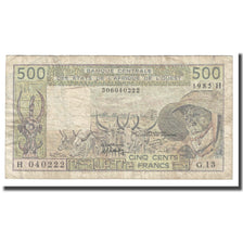 Banconote, Stati dell'Africa occidentale, 500 Francs, 1985, KM:706Kh, MB