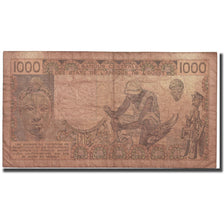 Billet, West African States, 1000 Francs, 1986, KM:207Bf, B+