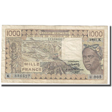 Geldschein, West African States, 1000 Francs, 1981, KM:207Bb, S